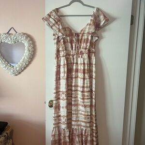 Nine West Pink and White Maxi Dress